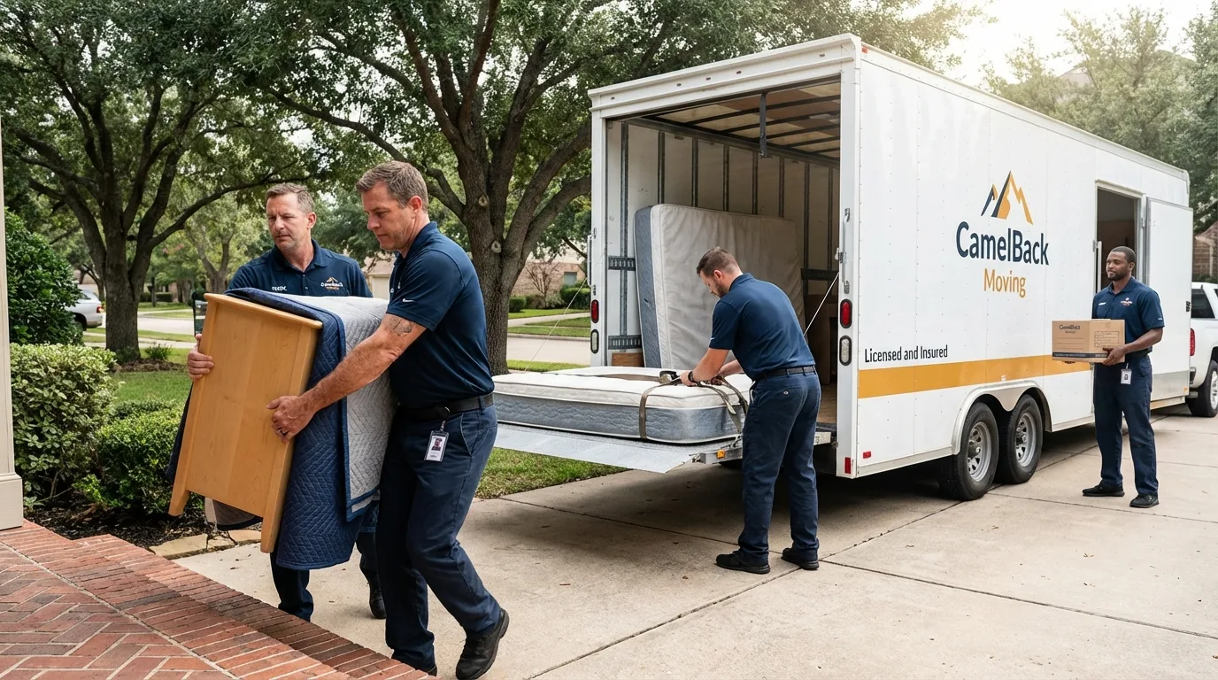 Crew loading residential truck for cross-state move from Port Charlotte, FL